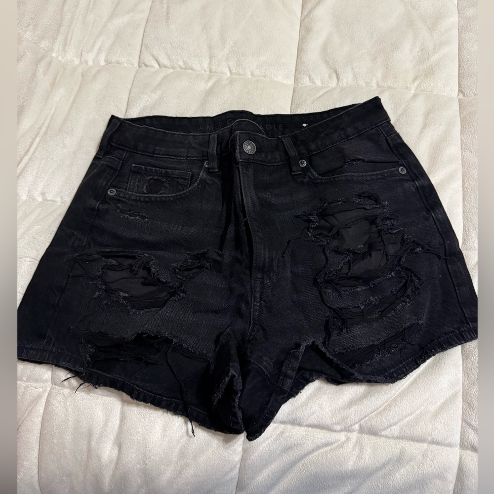 American Eagle Outfitters Black Ripped Jean Shorts